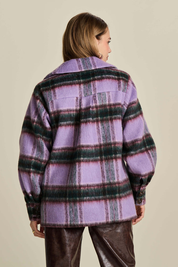 Checks Lavender Over-sized Coat