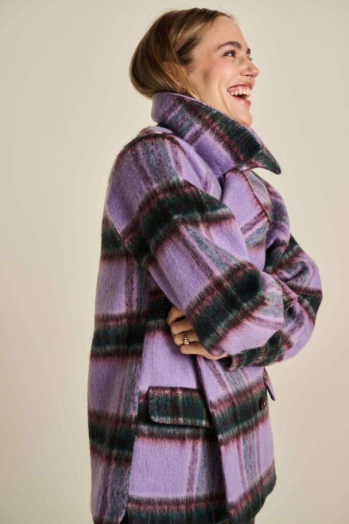 Checks Lavender Over-sized Coat