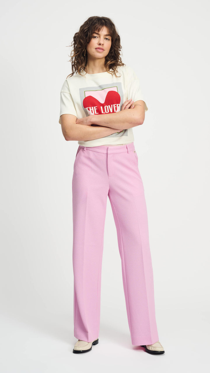 Wide Leg Textured Pant - Rose Pink