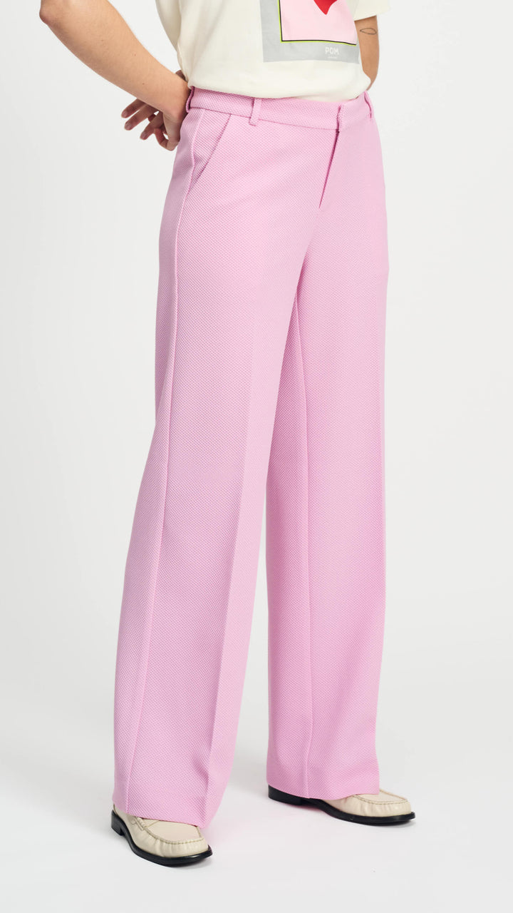 Wide Leg Textured Pant - Rose Pink