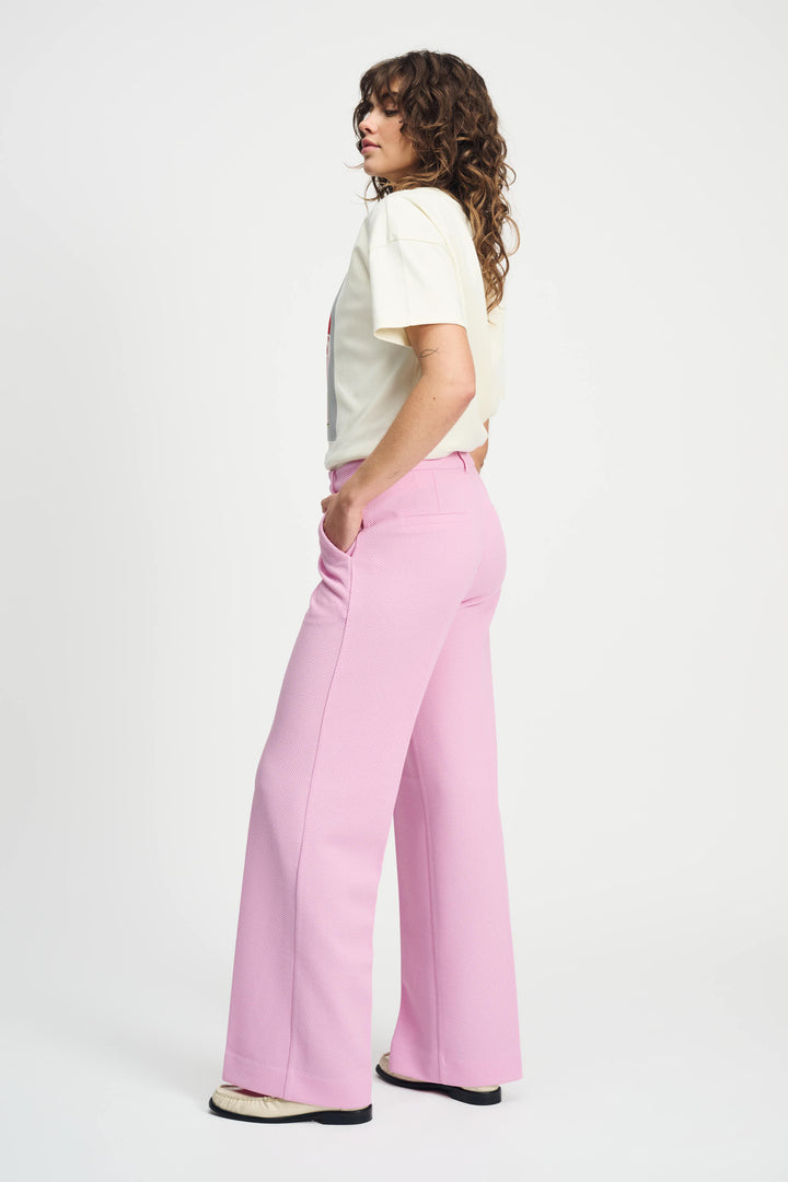 Wide Leg Textured Pant - Rose Pink