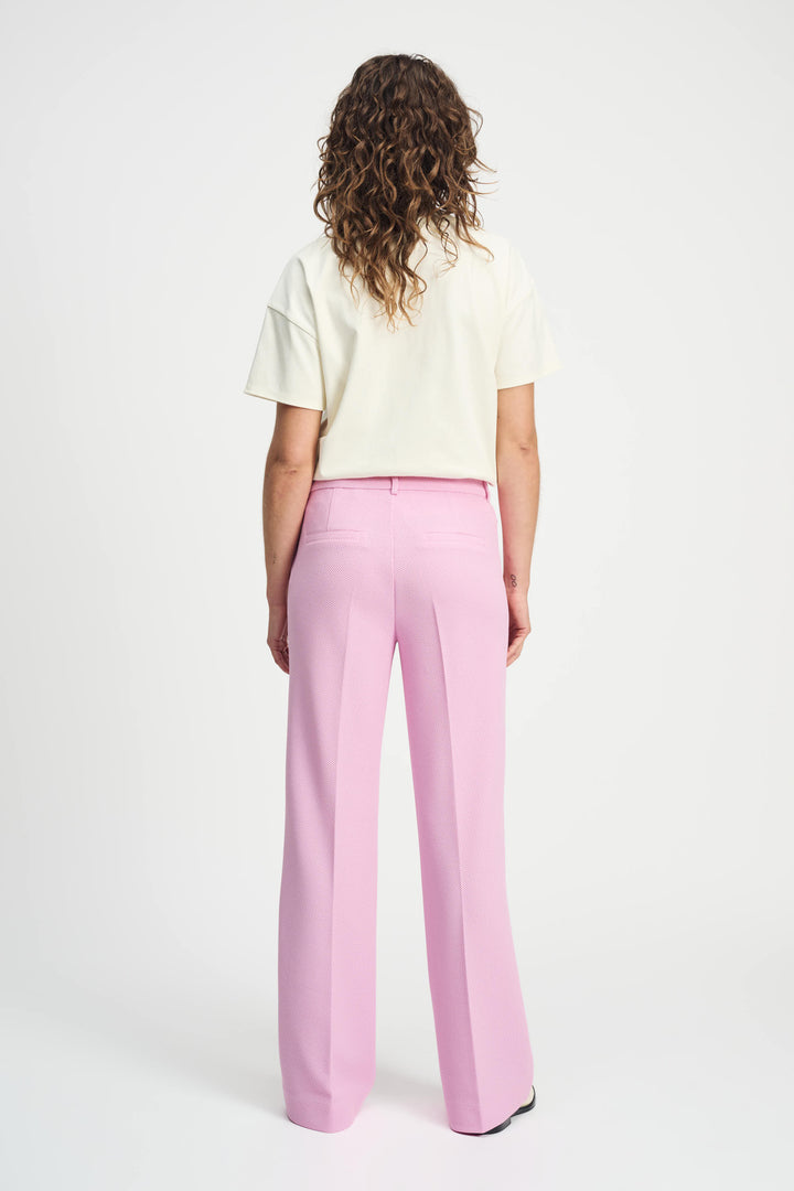Wide Leg Textured Pant - Rose Pink