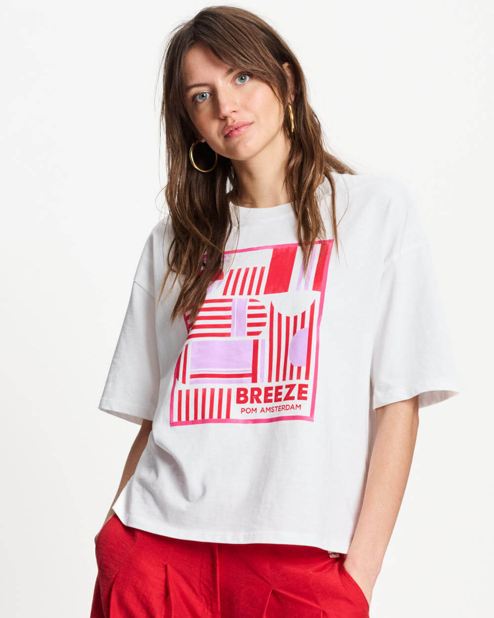 White T-shirt with pink &