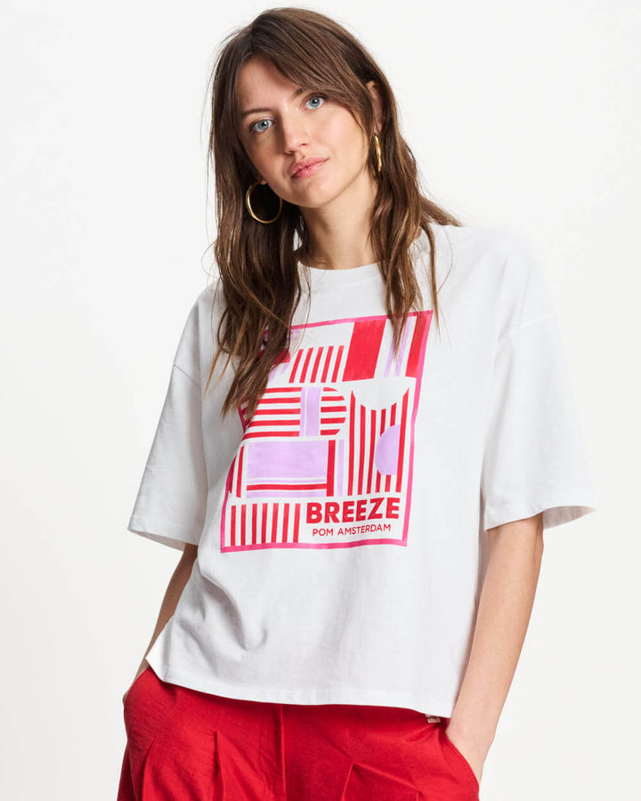 White T-shirt with pink &