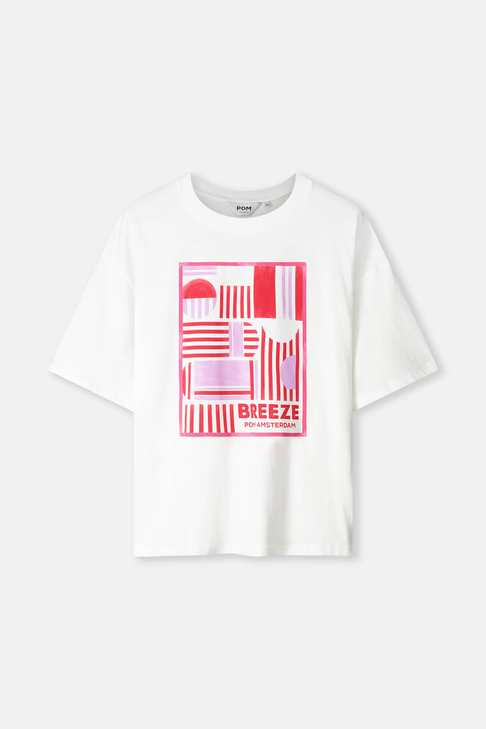 White crop T-shirt with pink &