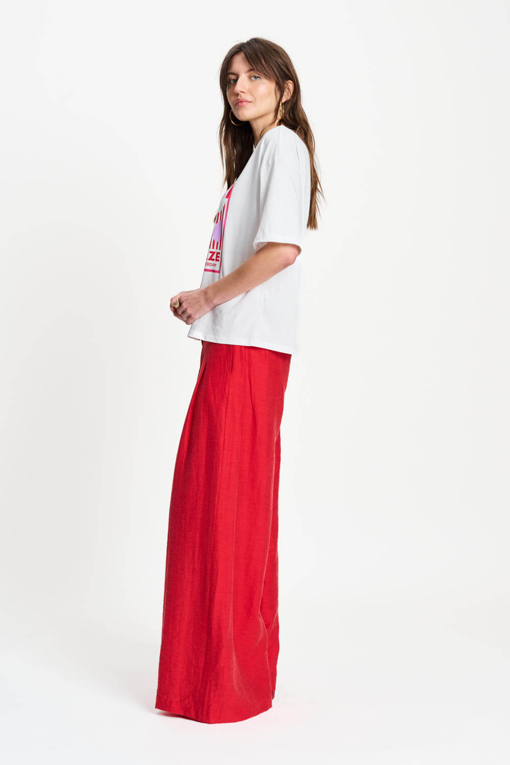 White T-shirt with pink &