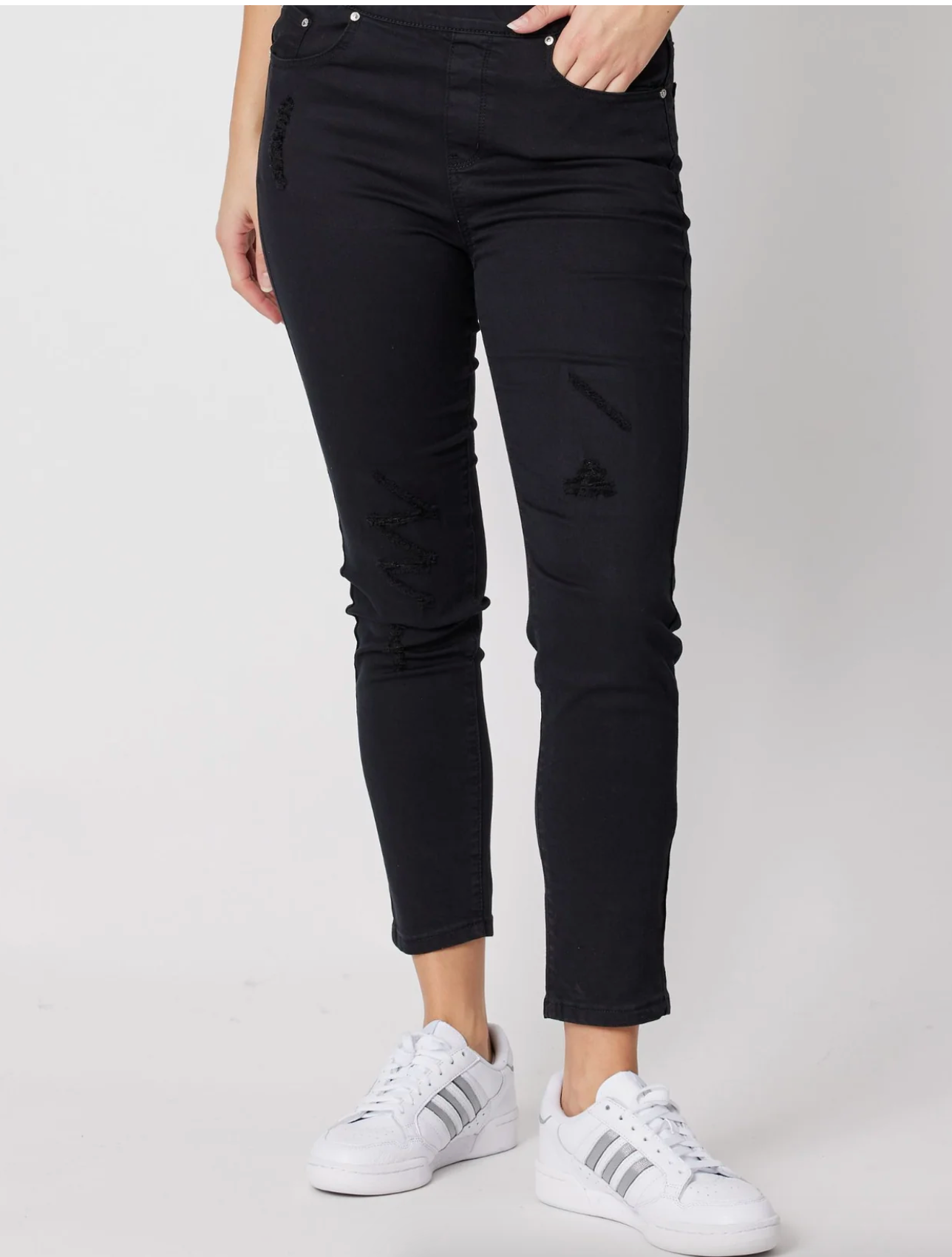 Pull On Ripped Jeans - Black