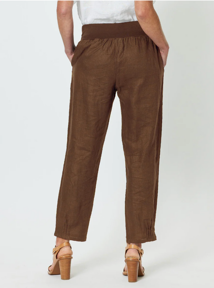 Sarah Ribbed Waist Linen Pant - Koko