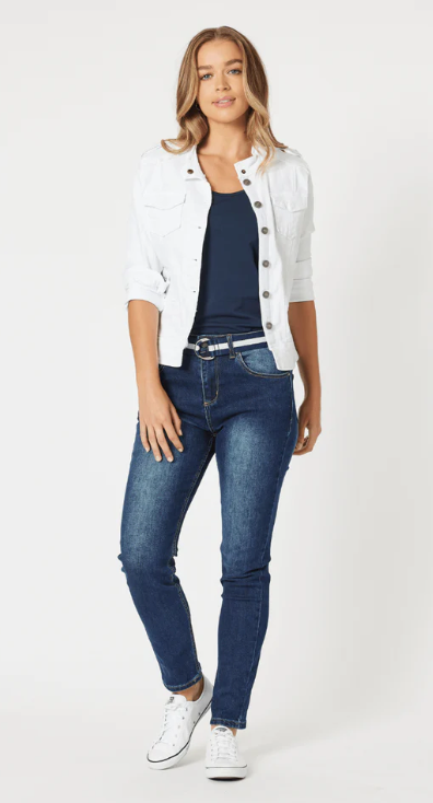 Military Denim Jacket - White