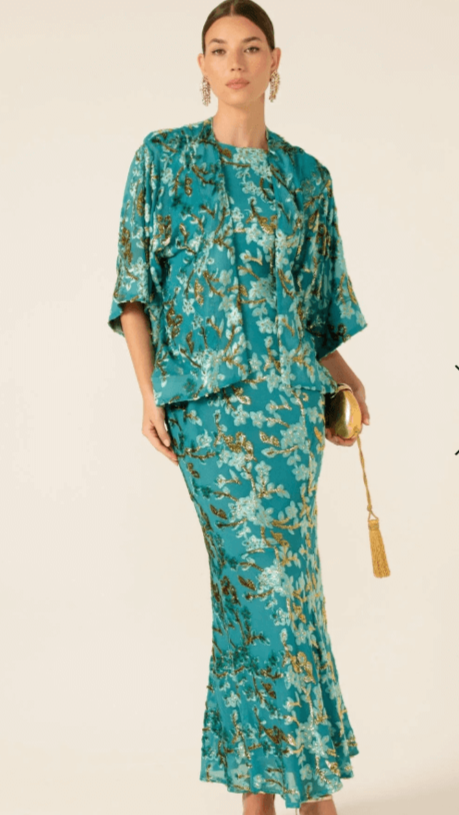 Blossom Kimono In Turquoise