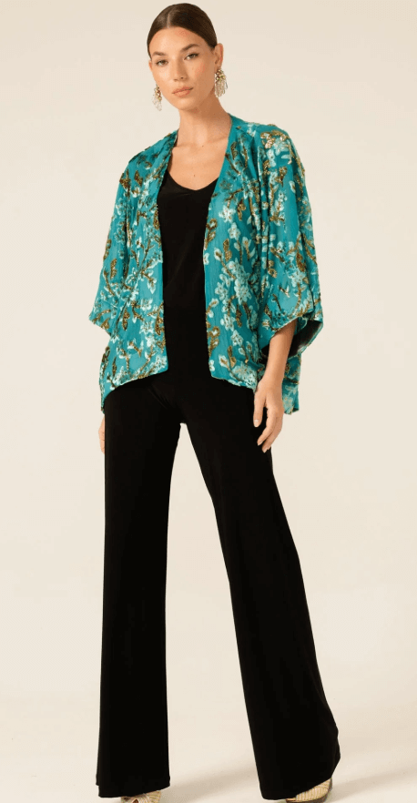 Blossom Kimono In Turquoise