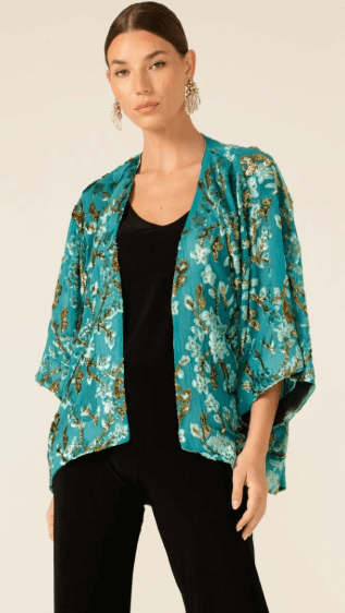 Blossom Kimono In Turquoise
