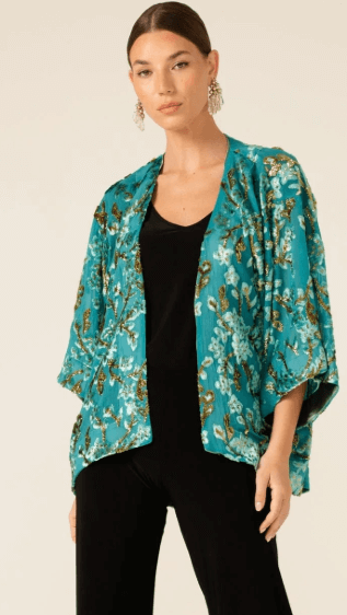 Blossom Kimono In Turquoise