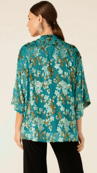 Blossom Kimono In Turquoise