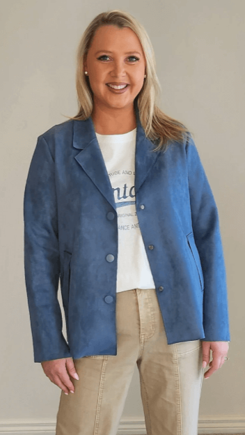 Avenue Faux Suede Jacket - Indigo