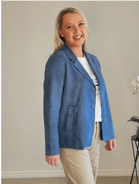 Avenue Faux Suede Jacket - Indigo
