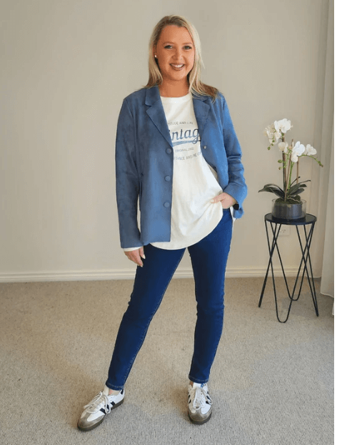 Avenue Faux Suede Jacket - Indigo