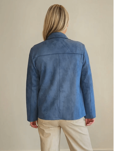 Avenue Faux Suede Jacket - Indigo