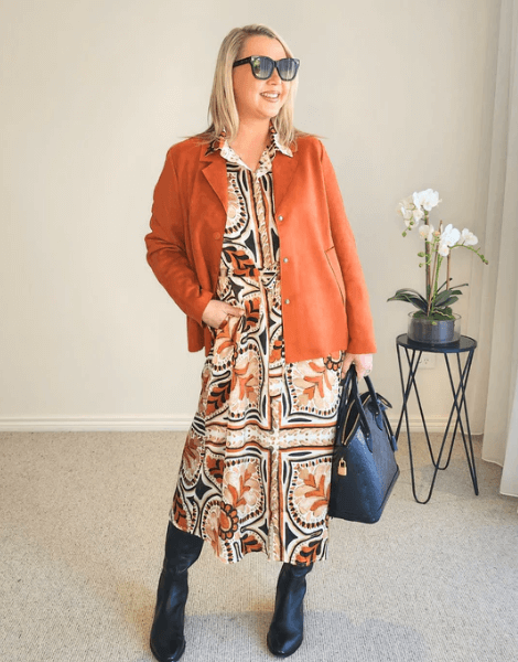 Studio Button Floral Print Dress - Chocolate Multi