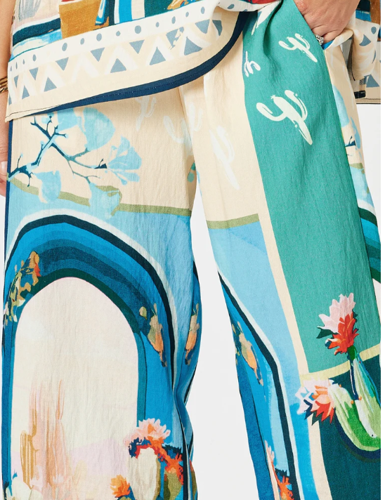The Tulum Print Shell Top - Blue/Multi