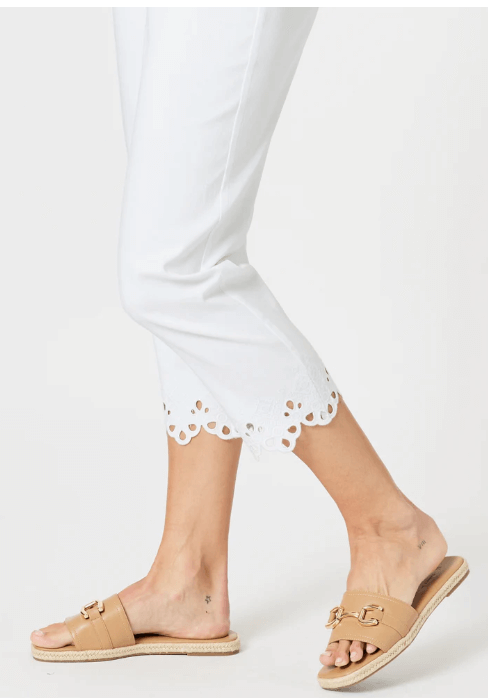 Fleur Broderie Hem Pant - White