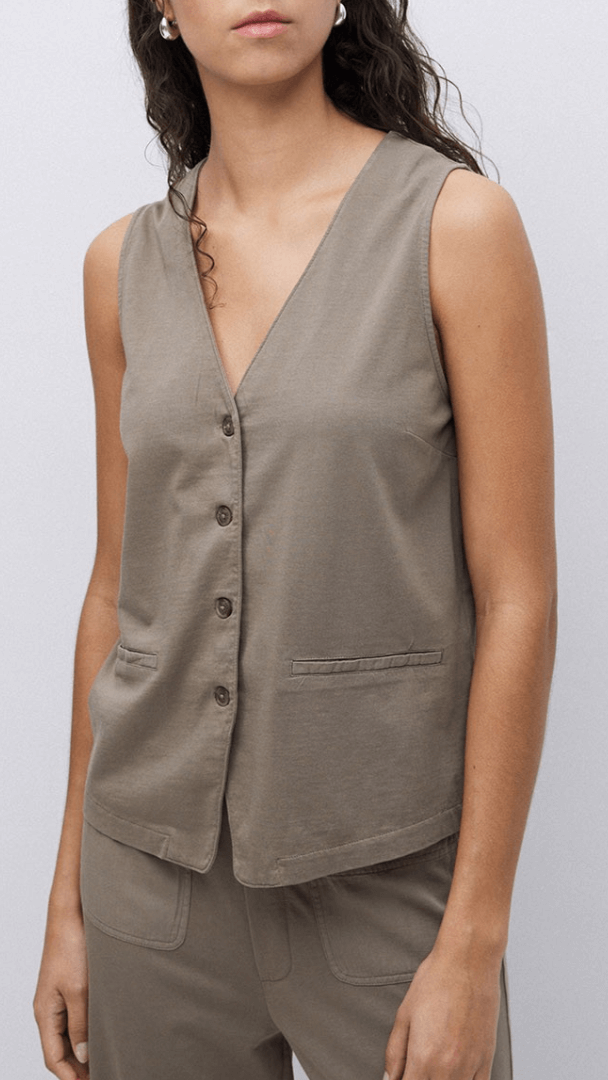 Khaki Cotton Knit Vest
