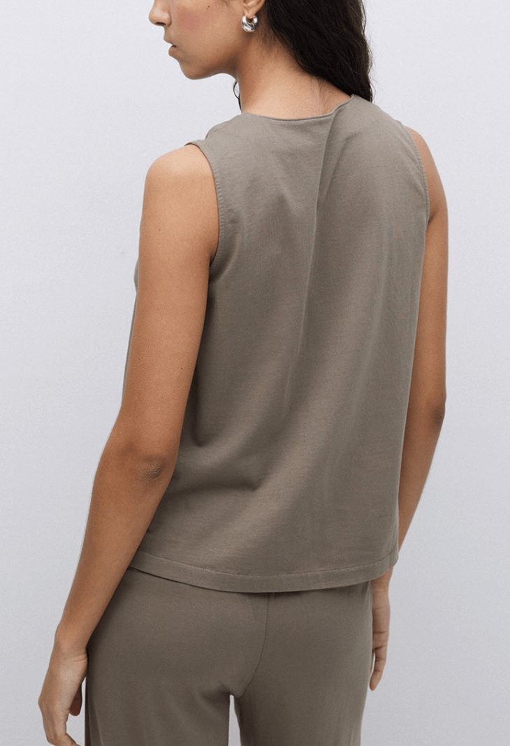 Khaki Cotton Knit Vest