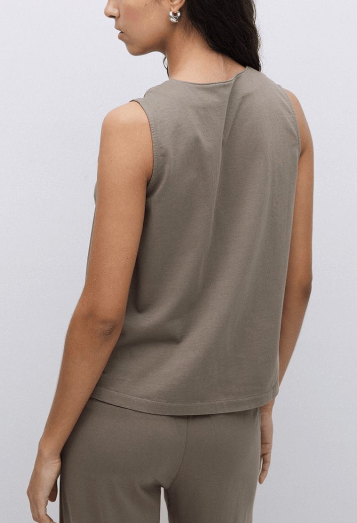 Khaki Cotton Knit Vest