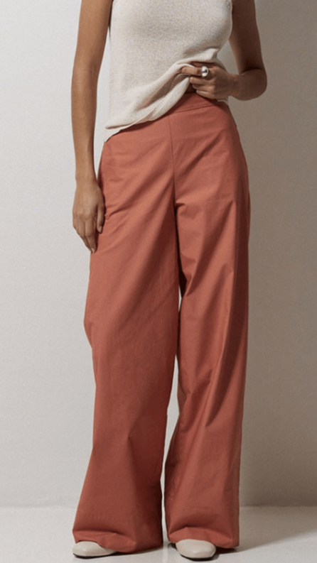 Terracotta Poplin Wide leg Pant