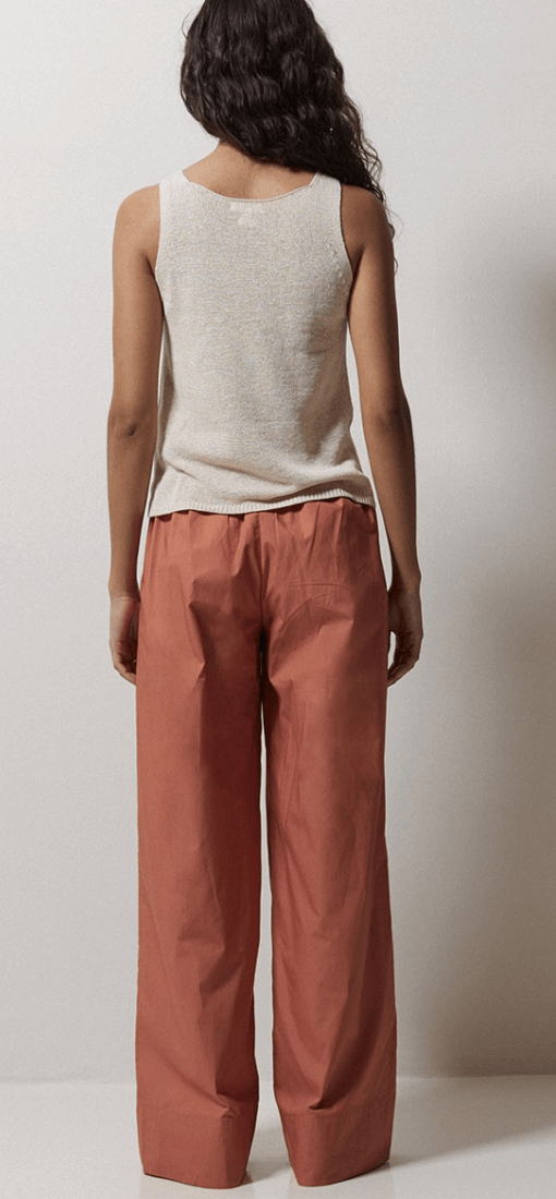 Terracotta Poplin Wide leg Pant