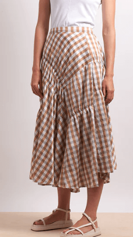 In Stitches Skirt - Sand Check