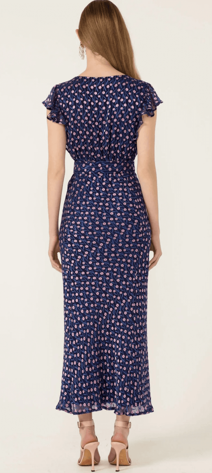 Fleur De Lys Midi Dress - Indigo/Pink Poppy