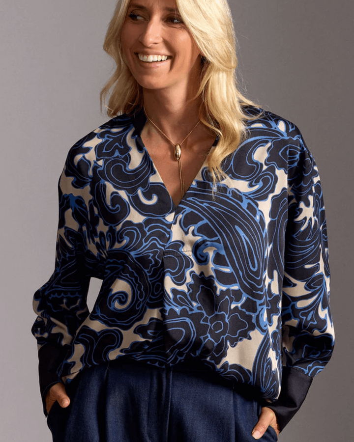 Stefi Bleu Loose Printed Blouse