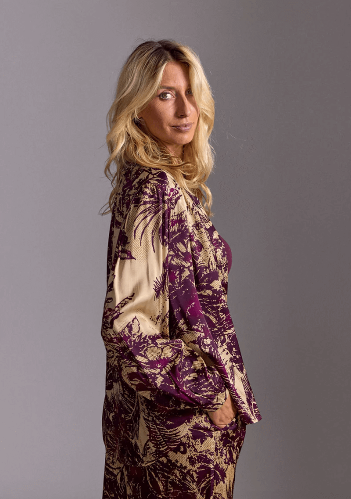 Palms Blouse - Cream/Maroon