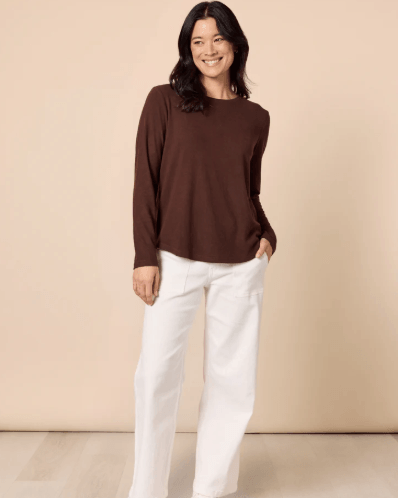 Brushed Cotton Crew Neck Top