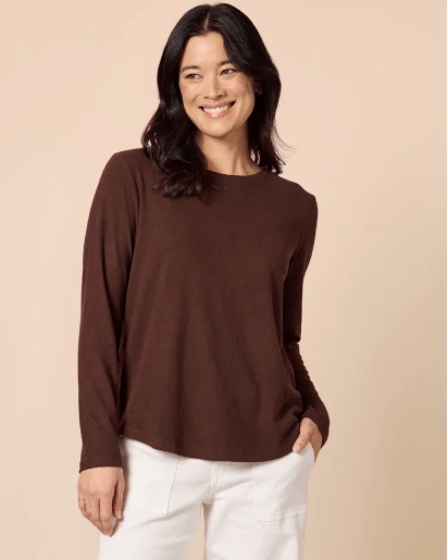 Brushed Cotton Crew Neck Top