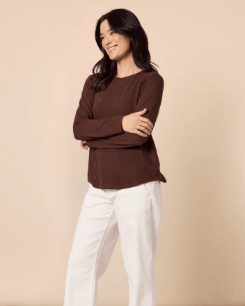 Brushed Cotton Crew Neck Top