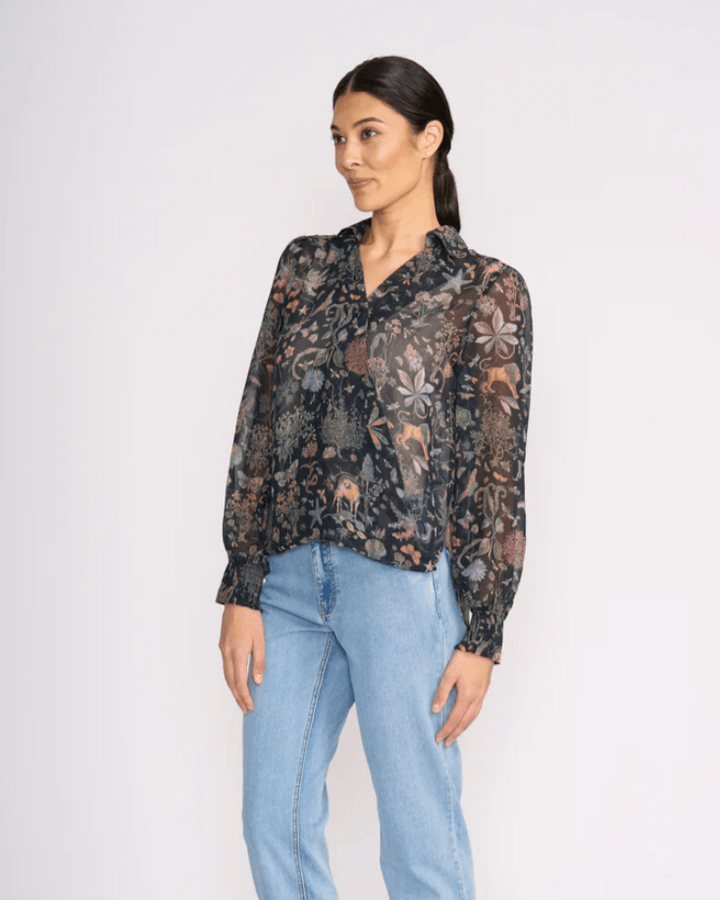 Foil Royal Gala Twist Blouse - Narnia