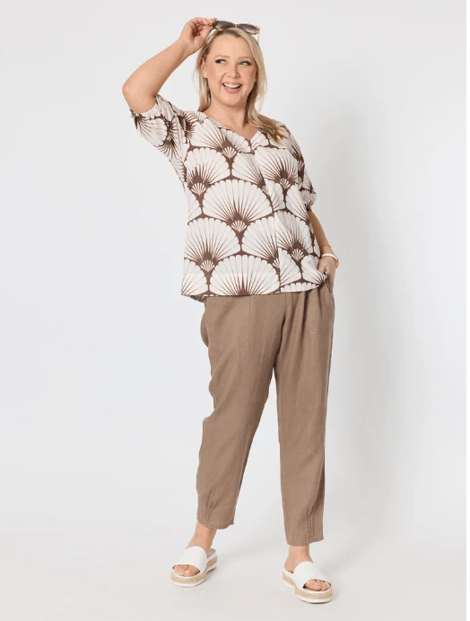 Sarah Linen Pant - Mocha