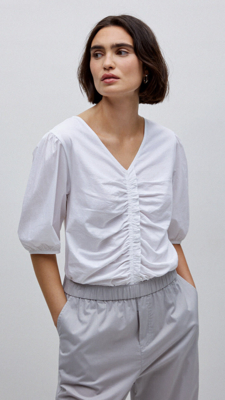 White T Shirt Ruffle Top