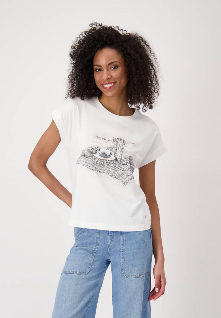 Cowboy Boots T-Shirt - Blue/White