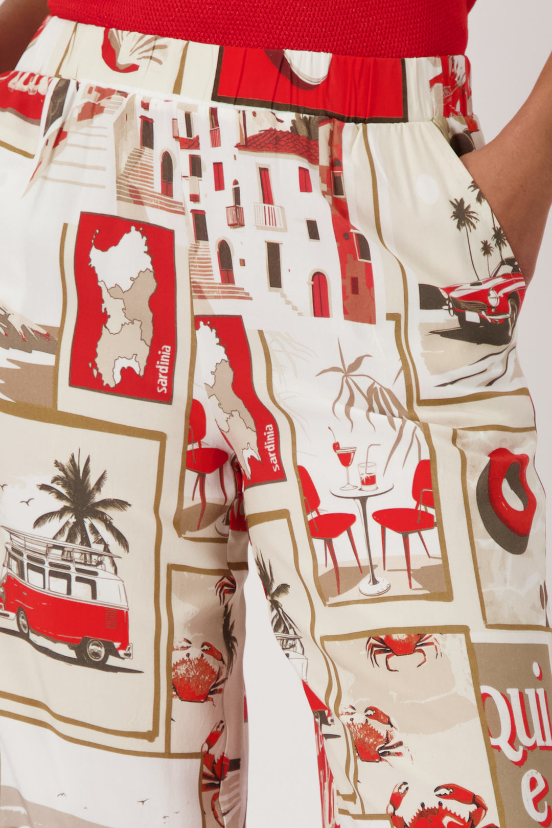 Polaroid Pants - Red/Beige/White