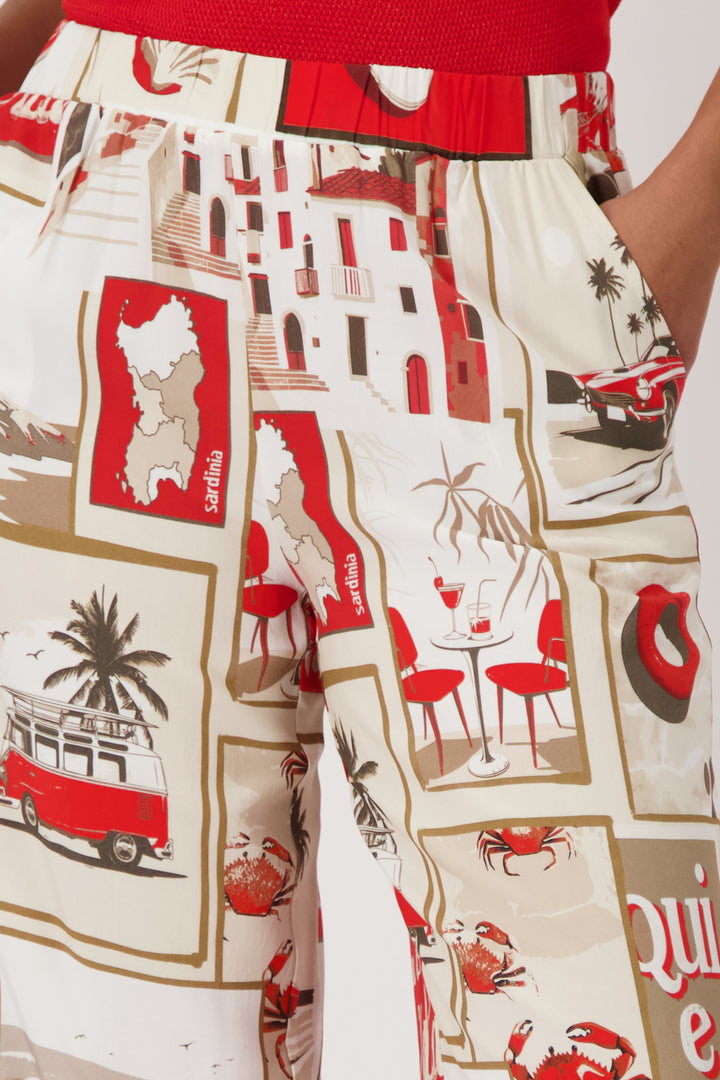 Polaroid Pants - Red/Beige/White