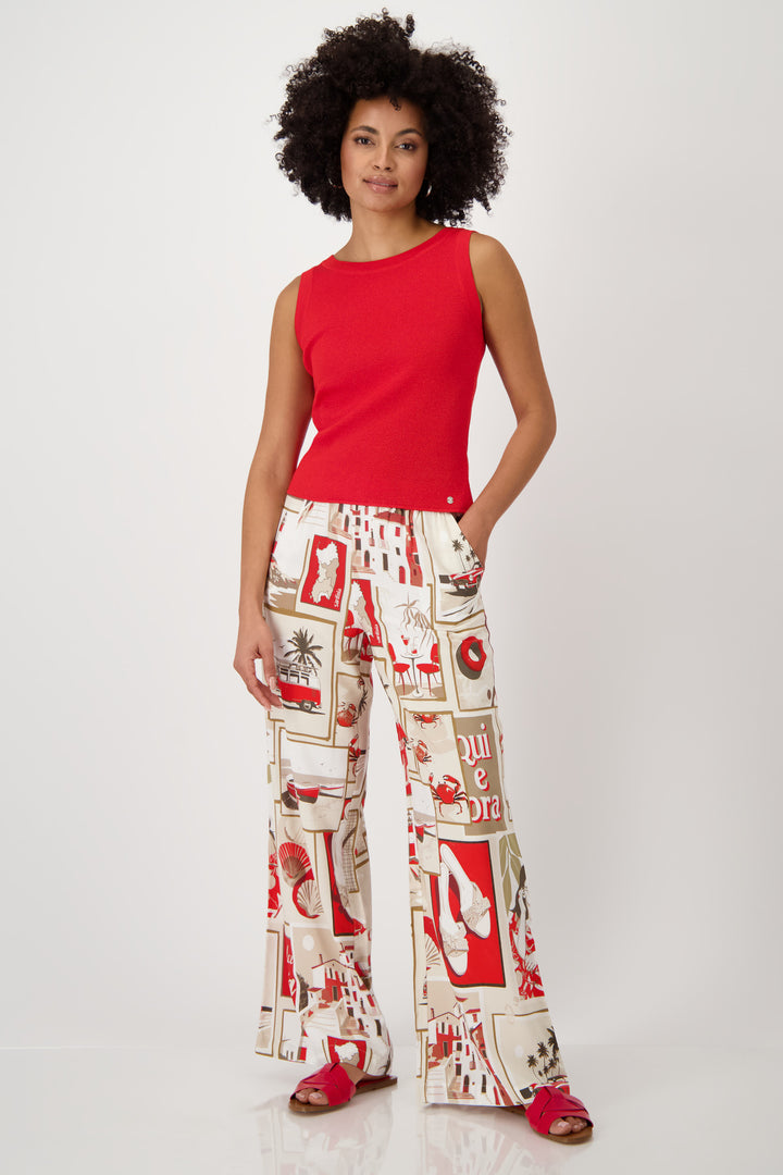 Polaroid Pants - Red/Beige/White