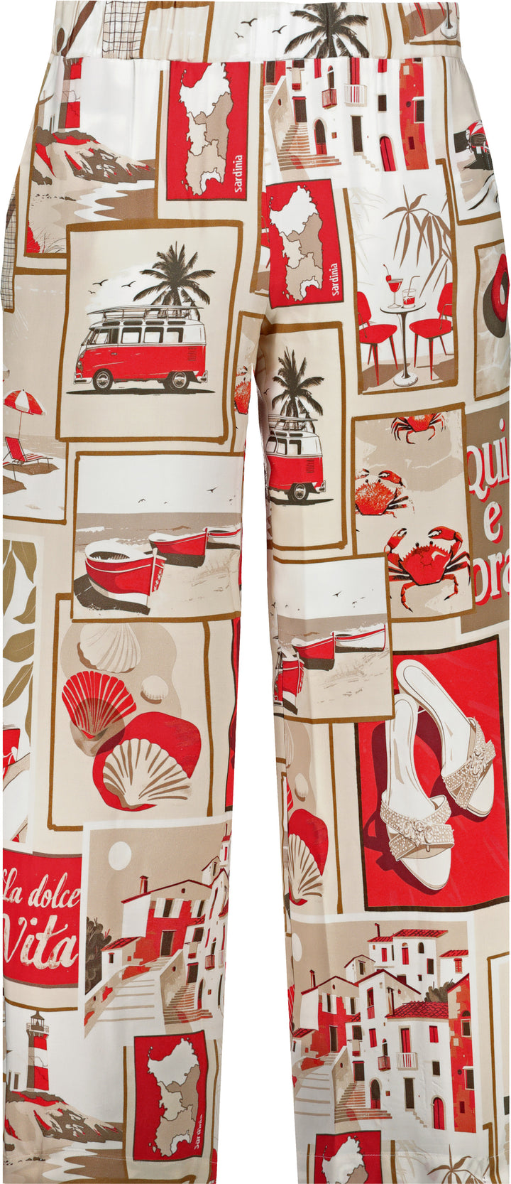 Polaroid Pants - Red/Beige/White