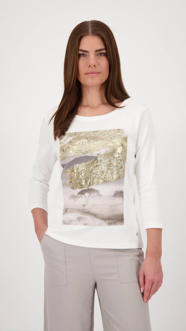 Landscape Long Sleeve Top - White/Green