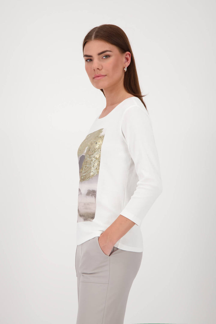Landscape Long Sleeve Top - White/Green