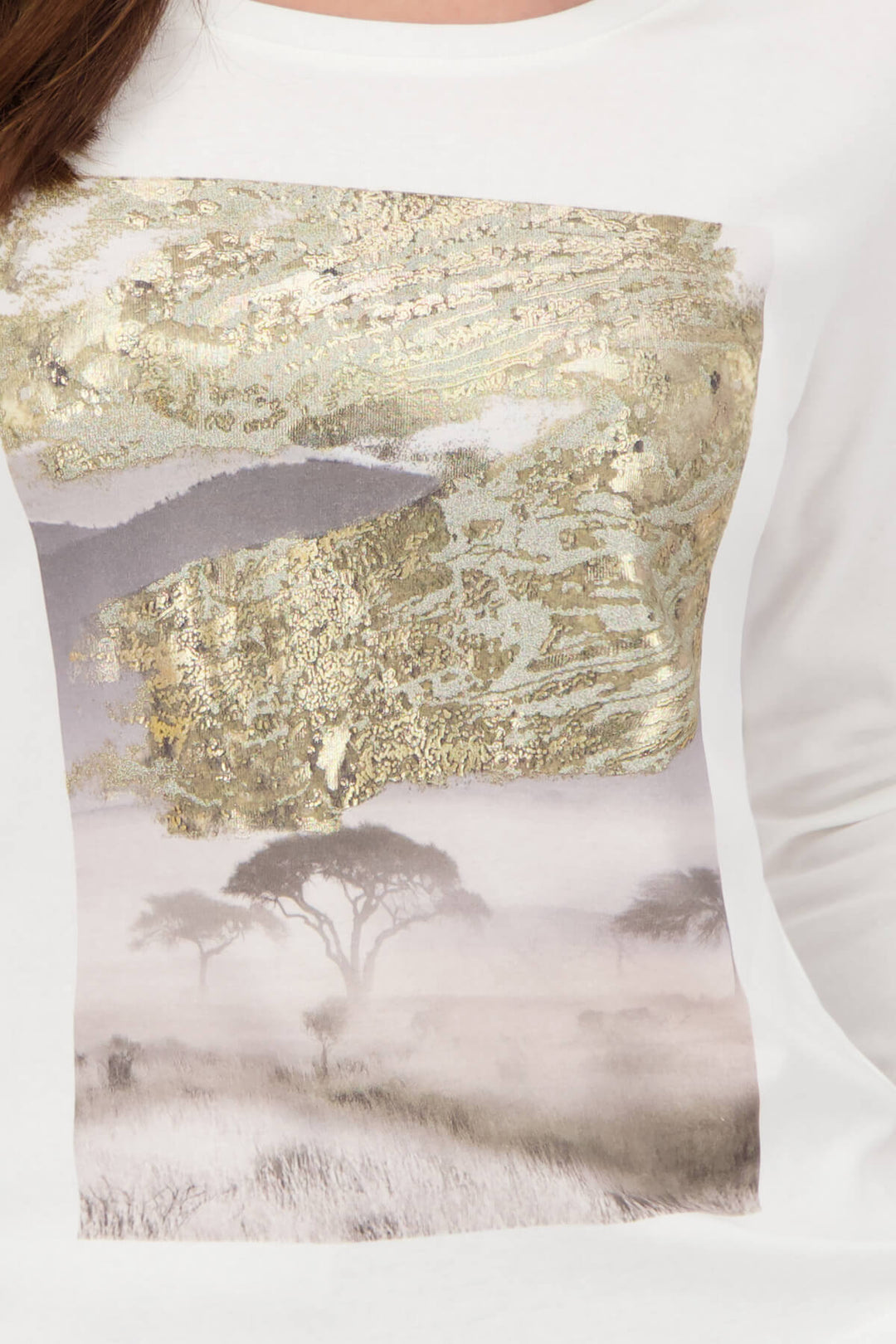 Landscape Long Sleeve Top - White/Green