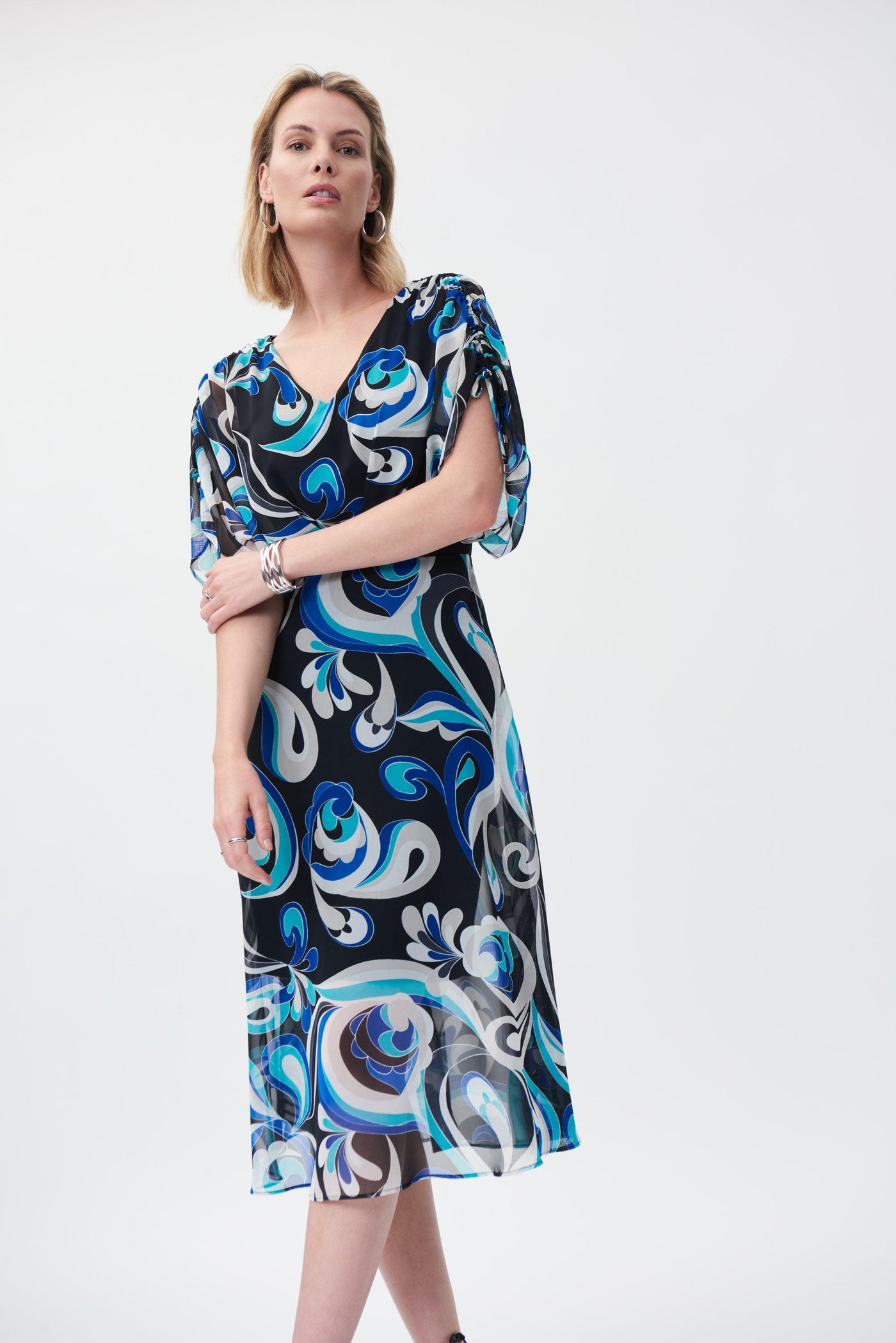 Sheer Overlay Dress - Blue Paisley