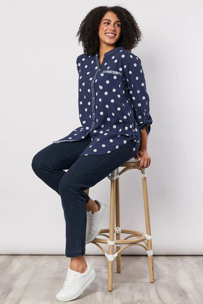 Spot Shirt Size 10 with Silver Trim - Navy